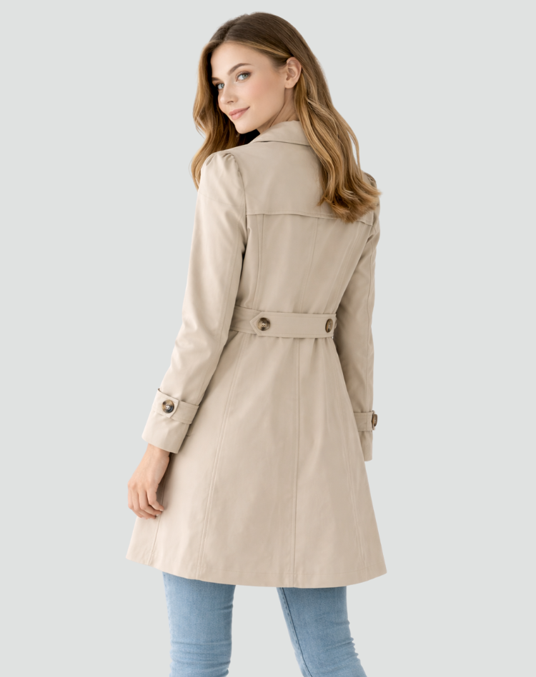 Women's Single-Breasted Belted Back Trench Coat