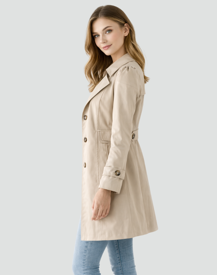 Women's Single-Breasted Belted Back Trench Coat