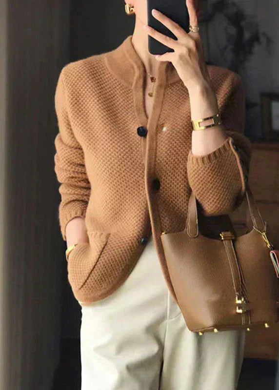 Women's Stand Collar Buttoned Cardigan