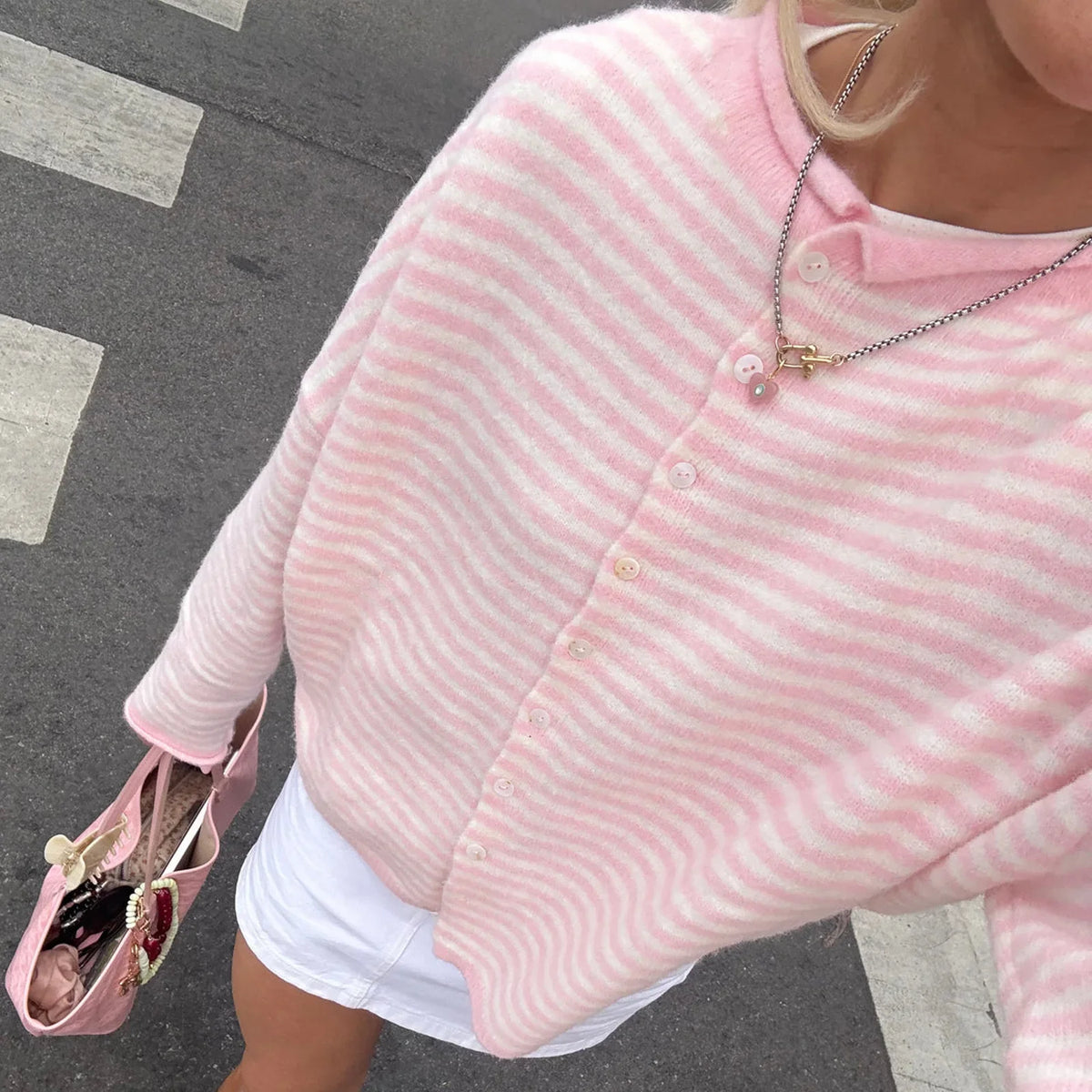Women's Striped Button-Front Cardigan
