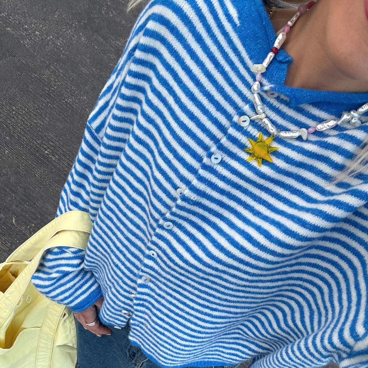 Women's Striped Button-Front Cardigan