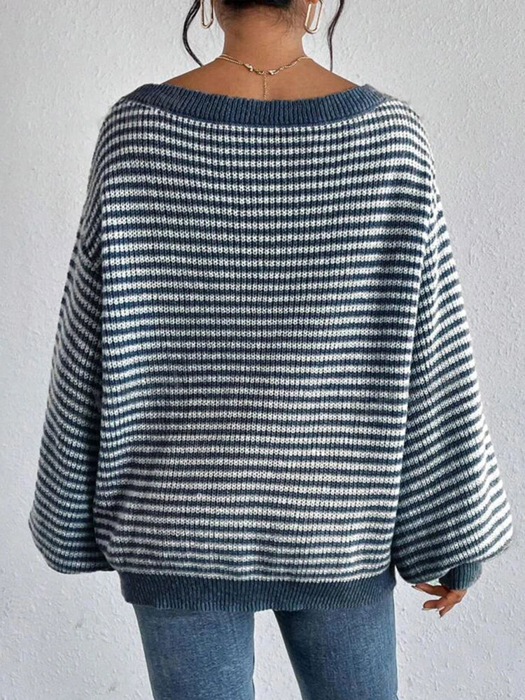 Women's Striped Crew Neck Knit Sweater