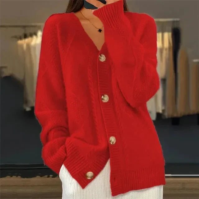 Women's V-Neck Diamond-Knit Cardigan