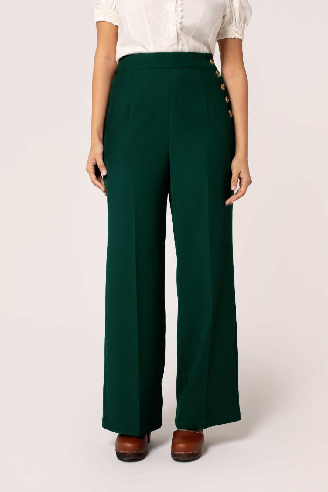 Women's Vintage Side Button Wide Leg Swing Pants