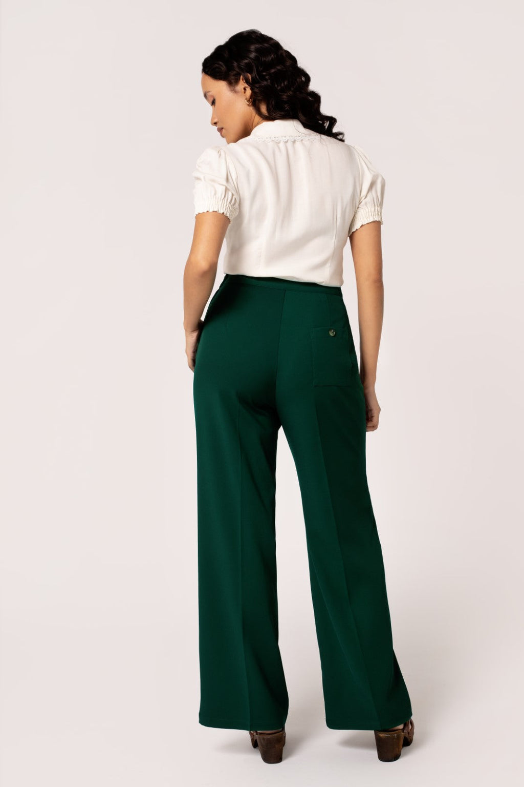 Women's Vintage Side Button Wide Leg Swing Pants