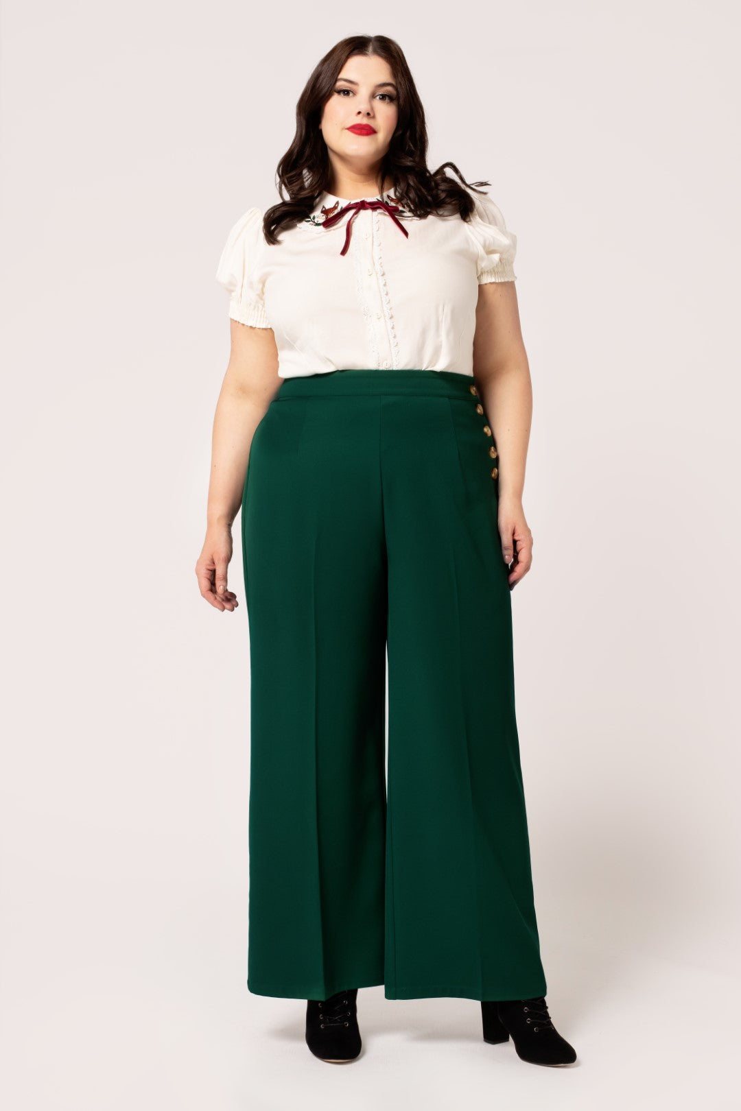 Women's Vintage Side Button Wide Leg Swing Pants