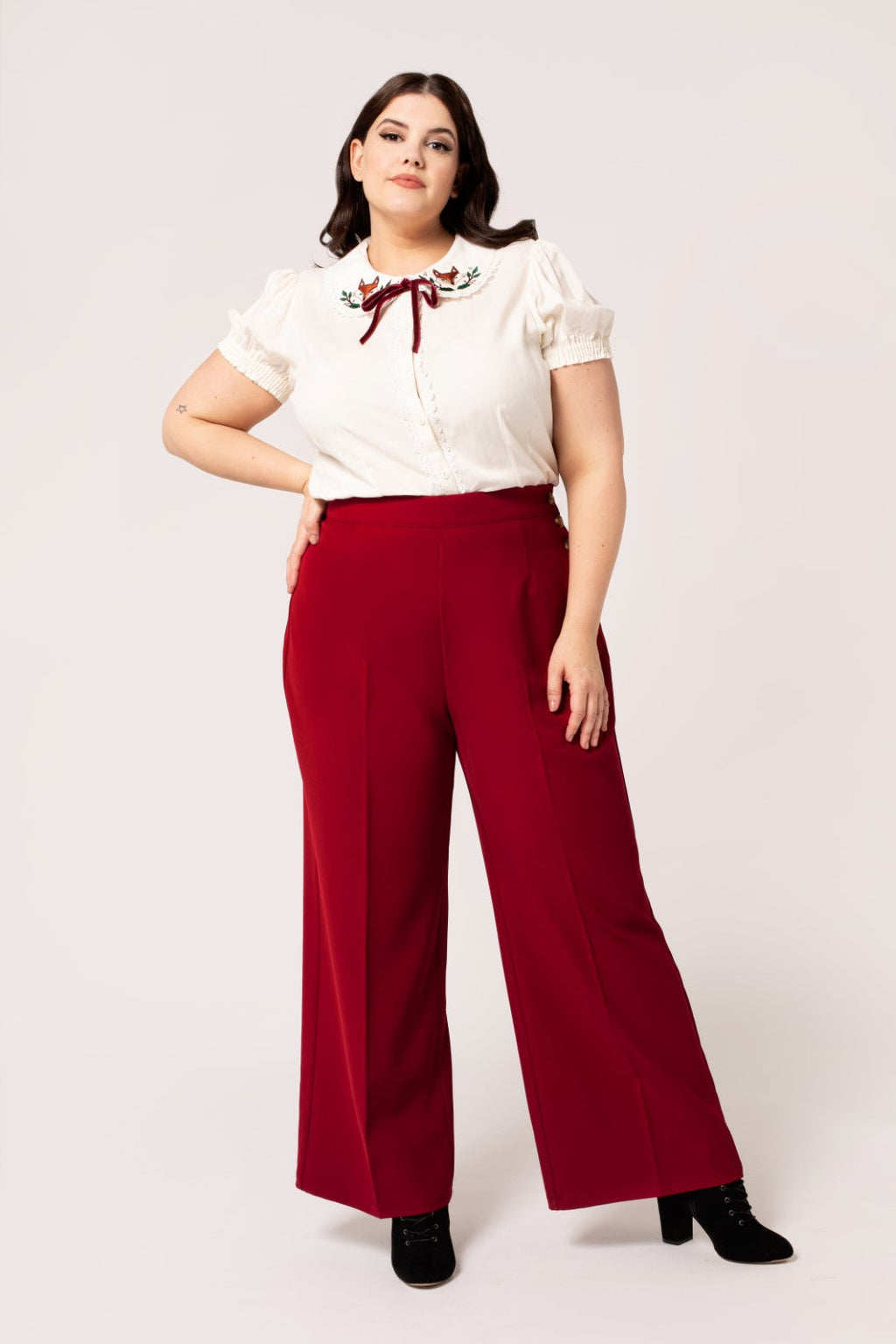 Women's Vintage Side Button Wide Leg Swing Pants