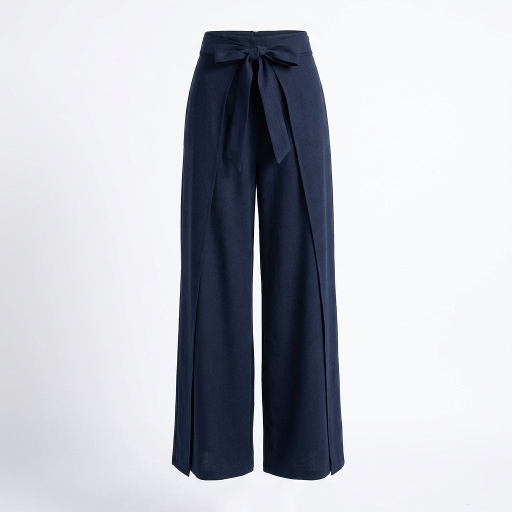 Women's Tie Waist Wide-Leg Wrap Pants