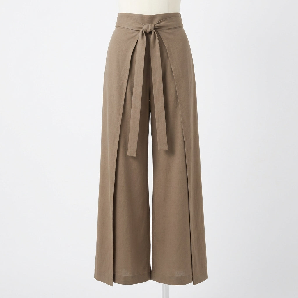 Women's Tie Waist Wide-Leg Wrap Pants