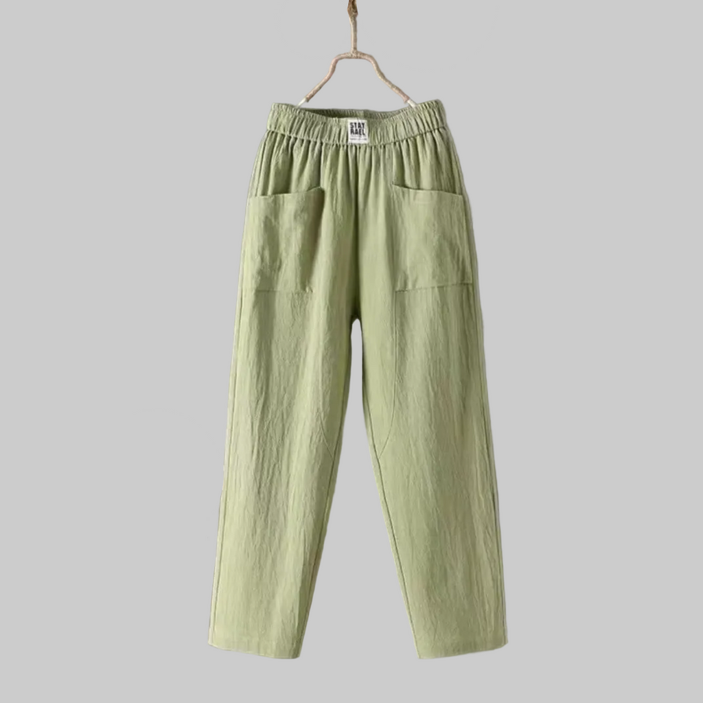 Women's Wide Leg Elastic Waist Pants with Patch Pockets