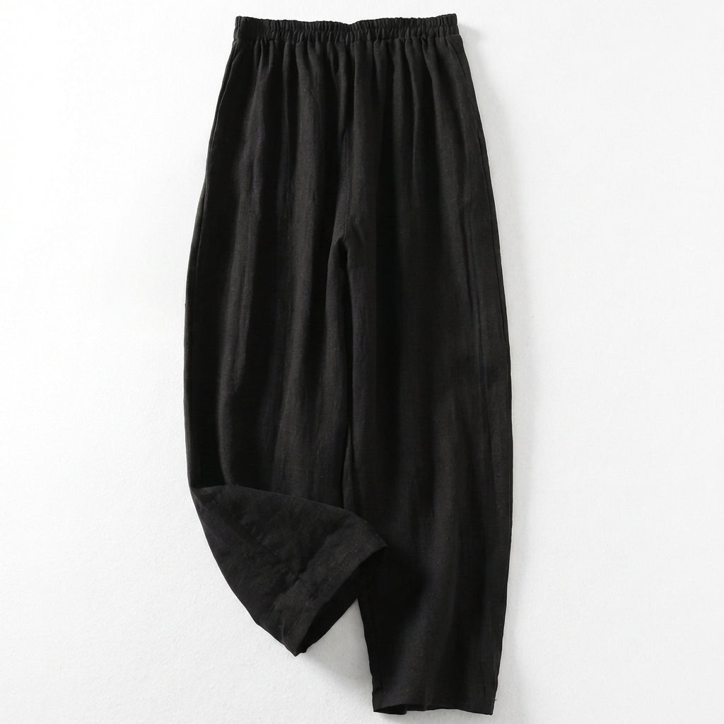 Women's Elastic Waist Cropped Wide-Leg Pants