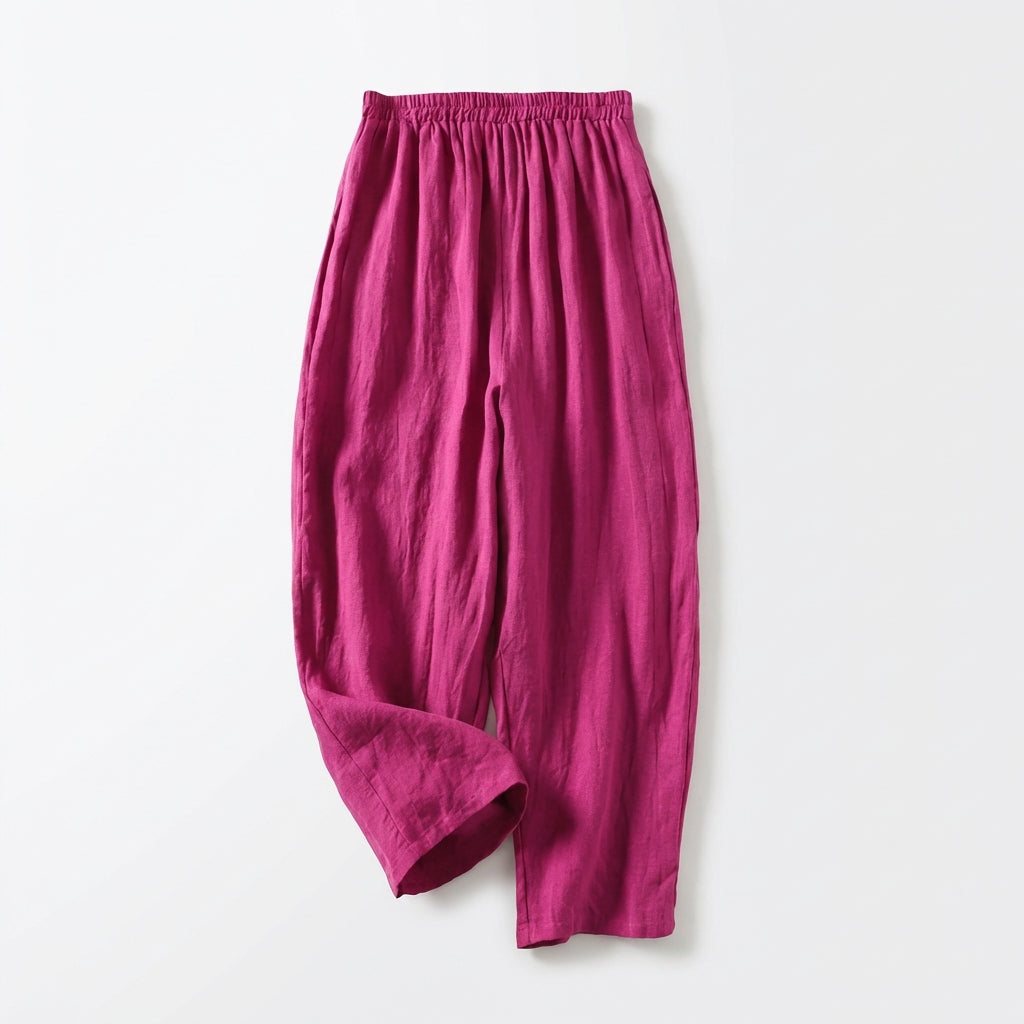 Women's Elastic Waist Cropped Wide-Leg Pants