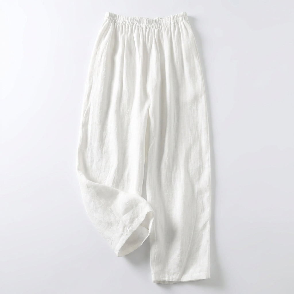 Women's Elastic Waist Cropped Wide-Leg Pants