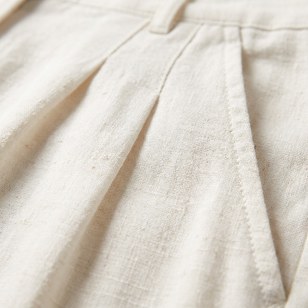Women's Pleated Wide-Leg Pants with Pockets in White