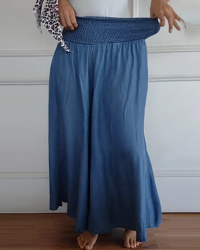 Women's Smocked Waist Wide-Leg Palazzo Pants