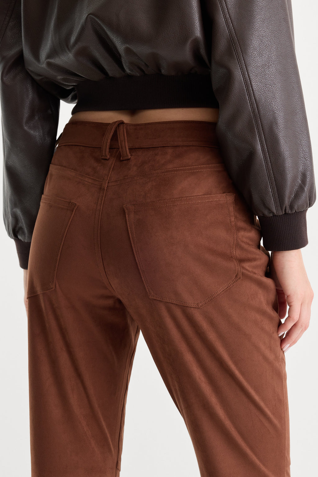 Women's Zip-Front Bootcut Pants in Clay Brown