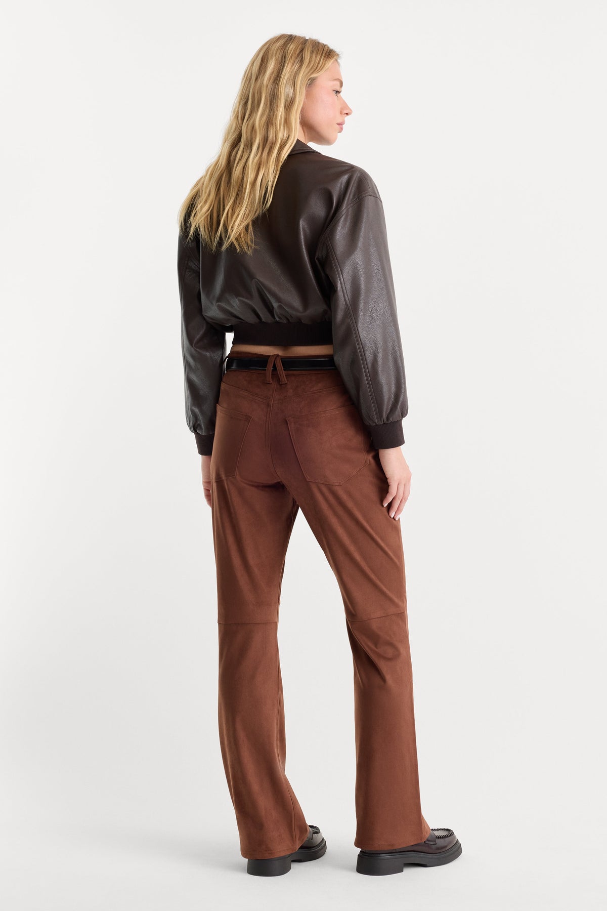 Women's Zip-Front Bootcut Pants in Clay Brown