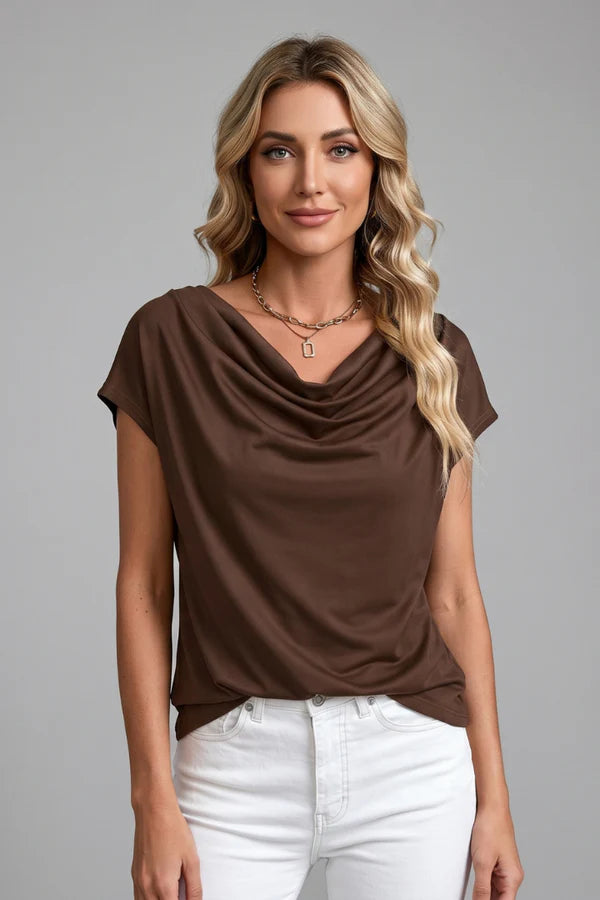 Wren | Women’s Cap Sleeve Cowl Neck Summer Blouse