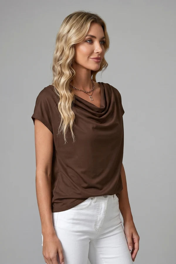 Wren | Women’s Cap Sleeve Cowl Neck Summer Blouse
