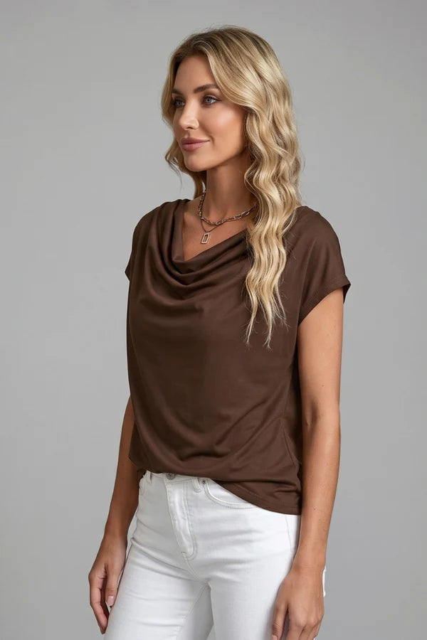 Wren | Women’s Cap Sleeve Cowl Neck Summer Blouse