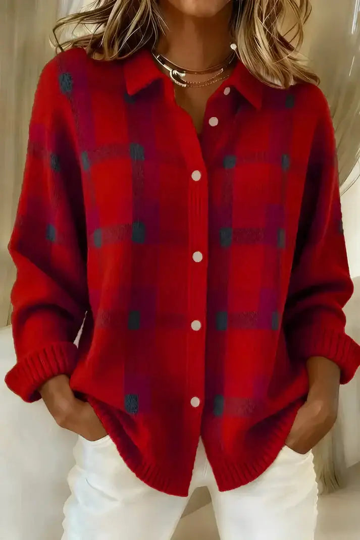 Yvette | Women’s Collared Long Sleeve Button Front Cardigan