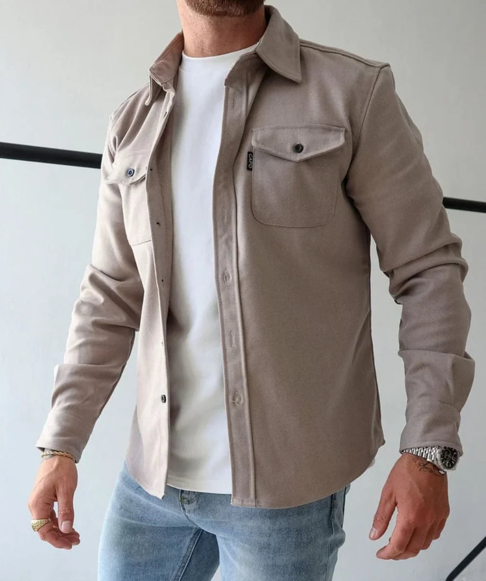 Zachary | Men’s Pockets Long Sleeve Button Front Collared Shirt