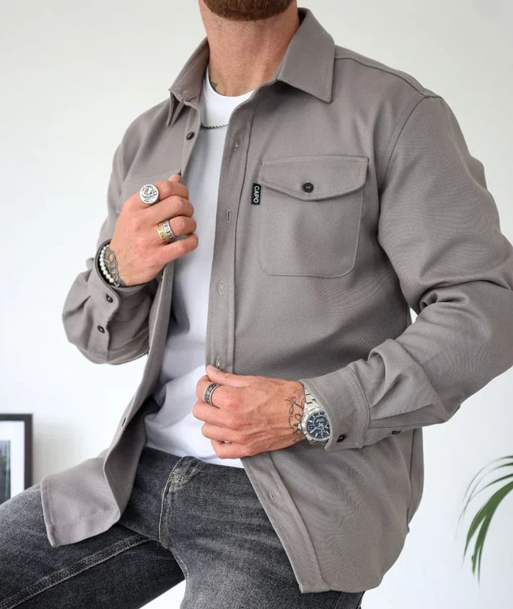 Zachary | Men’s Pockets Long Sleeve Button Front Collared Shirt