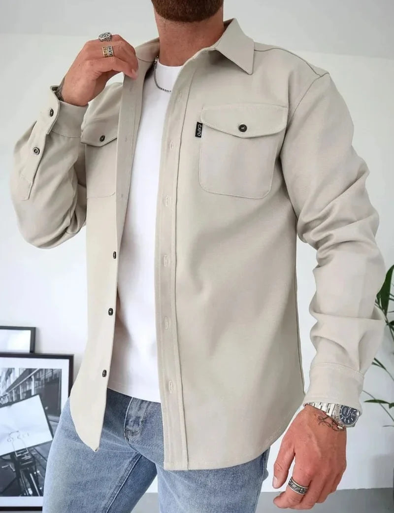 Zachary | Men’s Pockets Long Sleeve Button Front Collared Shirt