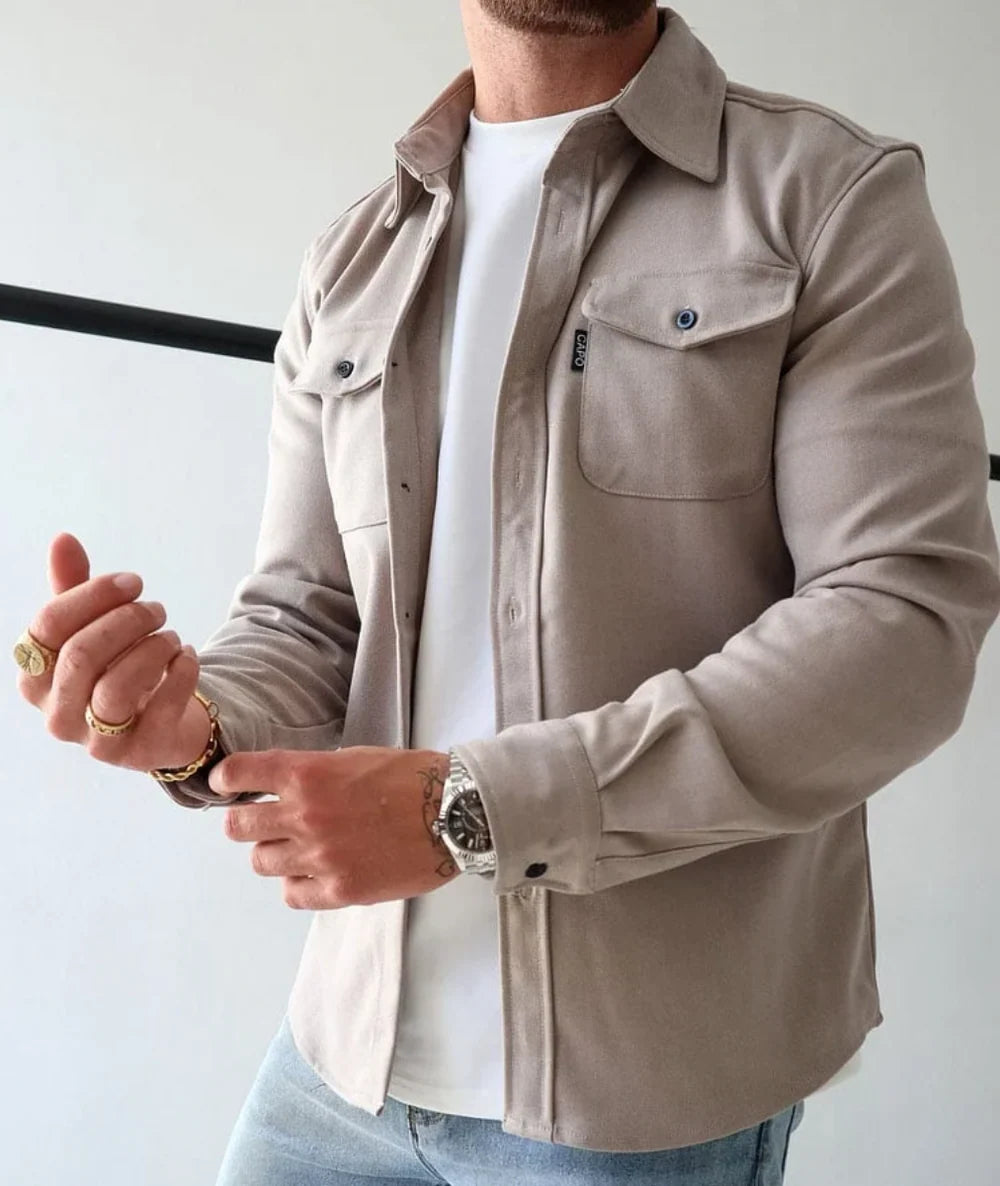 Zachary | Men’s Pockets Long Sleeve Button Front Collared Shirt