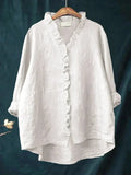 Zora | Women’s Collared Long Sleeve Button Front Summer Blouse