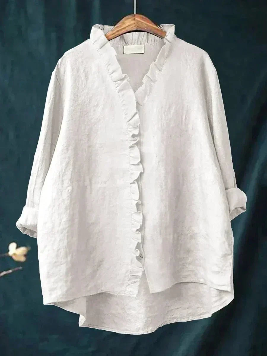 Zora | Women’s Collared Long Sleeve Button Front Summer Blouse